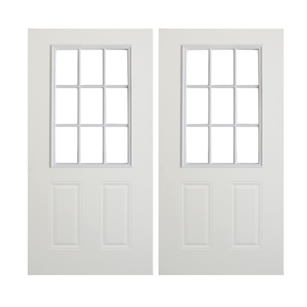 Steel Smooth 2 Panel 9 Lite Steel Door 36" x 79" - Shed Windows and More, Inc.