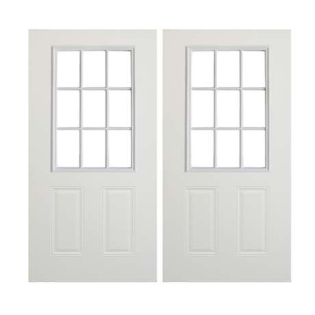 Steel Smooth 2 Panel 9 Lite Steel Door 36" x 79" - Shed Windows and More, Inc.