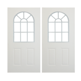 Steel Smooth 2 Panel 11 Lite Arched Steel Door 36" x 79" - Shed Windows and More, Inc.