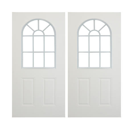 Steel Smooth 2 Panel 11 Lite Arched Steel Door 36" x 79" - Shed Windows and More, Inc.