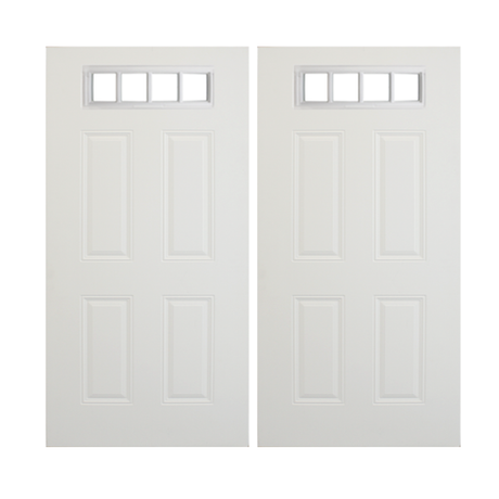 Steel Smooth 4 Panel 4 Lite Top Steel Door 36" x 79" - Shed Windows and More, Inc.