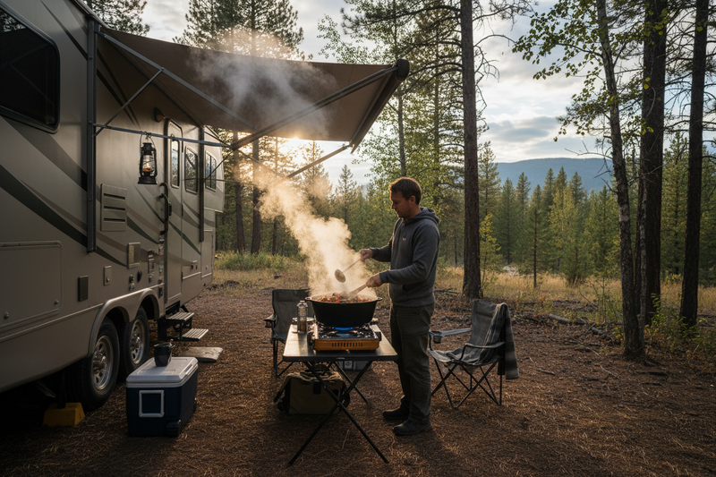cooking in pot outside rv